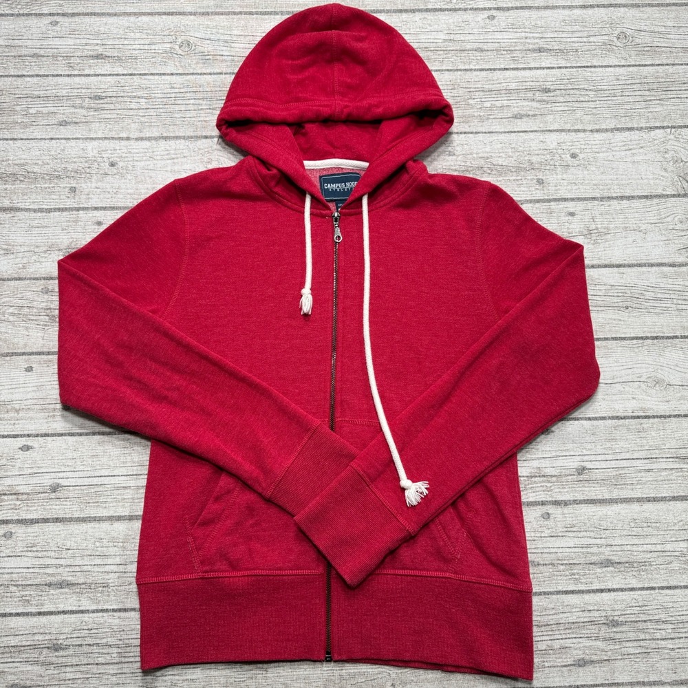 Campus Hoods Athletic Hoodie Women's Medium Red Full Zip Fleece Lined Varsity